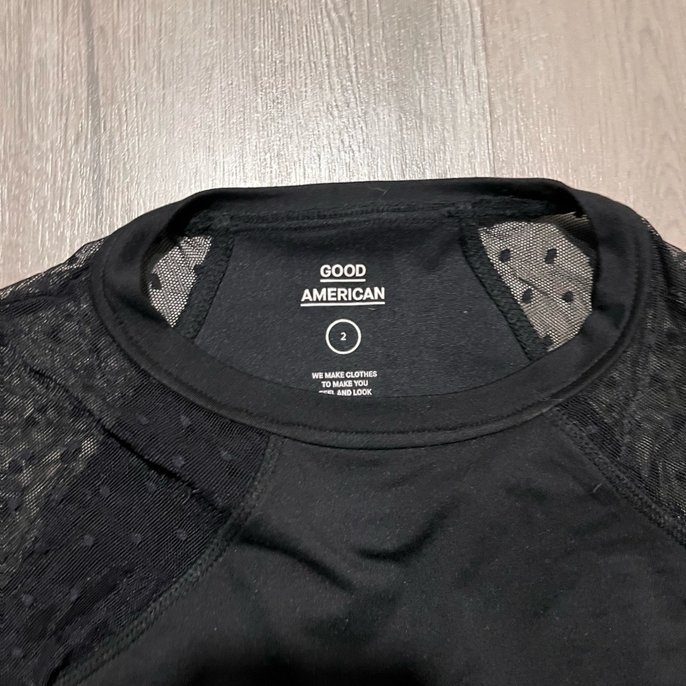 Good American Black Top with Mesh Accents